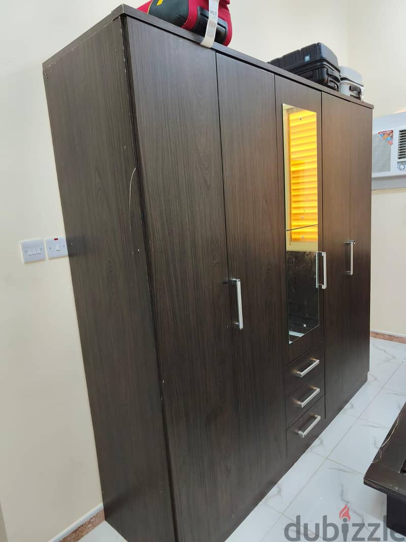4-Door Wooden Wardrobe with Mirror & Drawers – For Sale 1