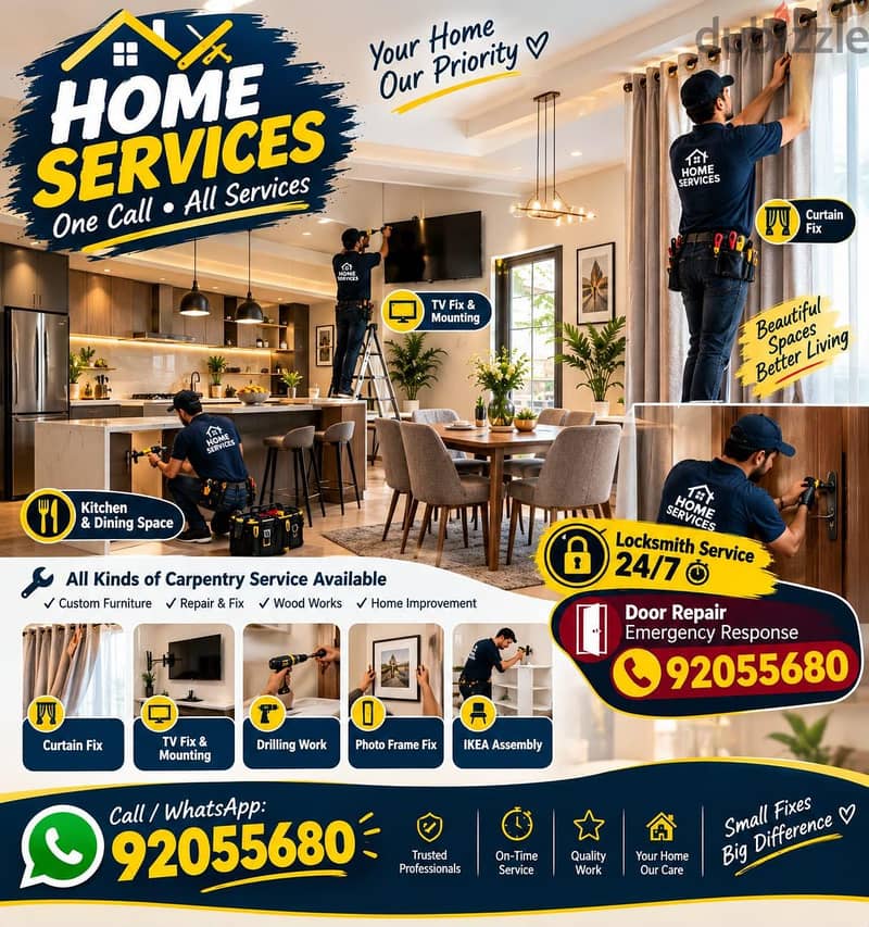 carpenter/furniture,IKEA fix repair/curtain,TV fix in wall/drilling 1