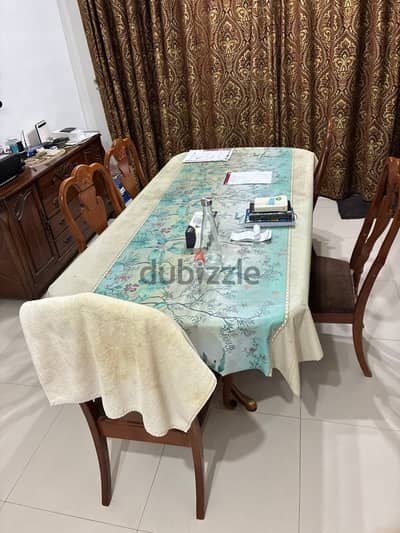 8 Seater Extendable Dining Table with 6 Wooden Chairs