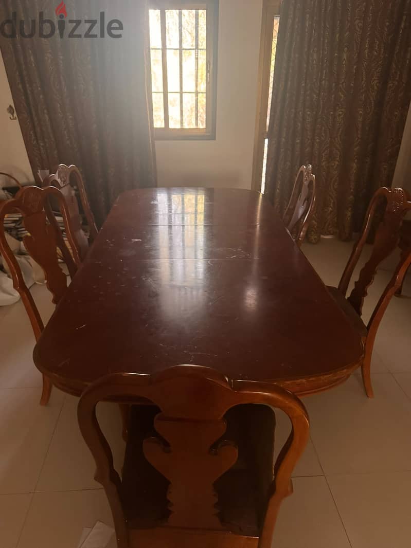 8 Seater Extendable Dining Table with 6 Wooden Chairs 2