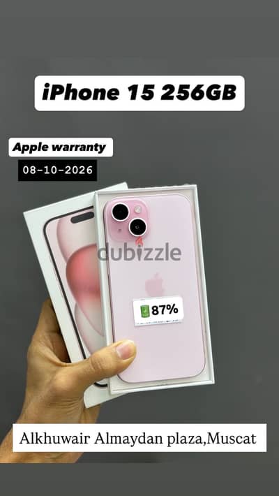 iPhone 15 256GB battery 87% with box amazing condition best price also