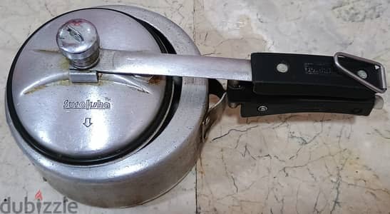 PRESSURE COOKER ALUMINIUM-SURAKSHA, made in India, Heavy Duty, One Liter, USED but in "Excellent"