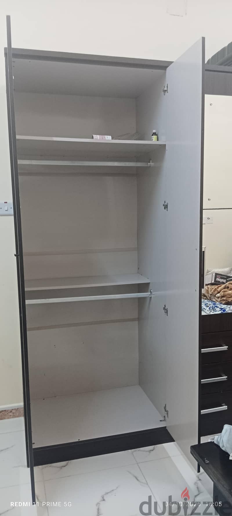 4-Door Wooden Wardrobe with Mirror & Drawers – For Sale 5