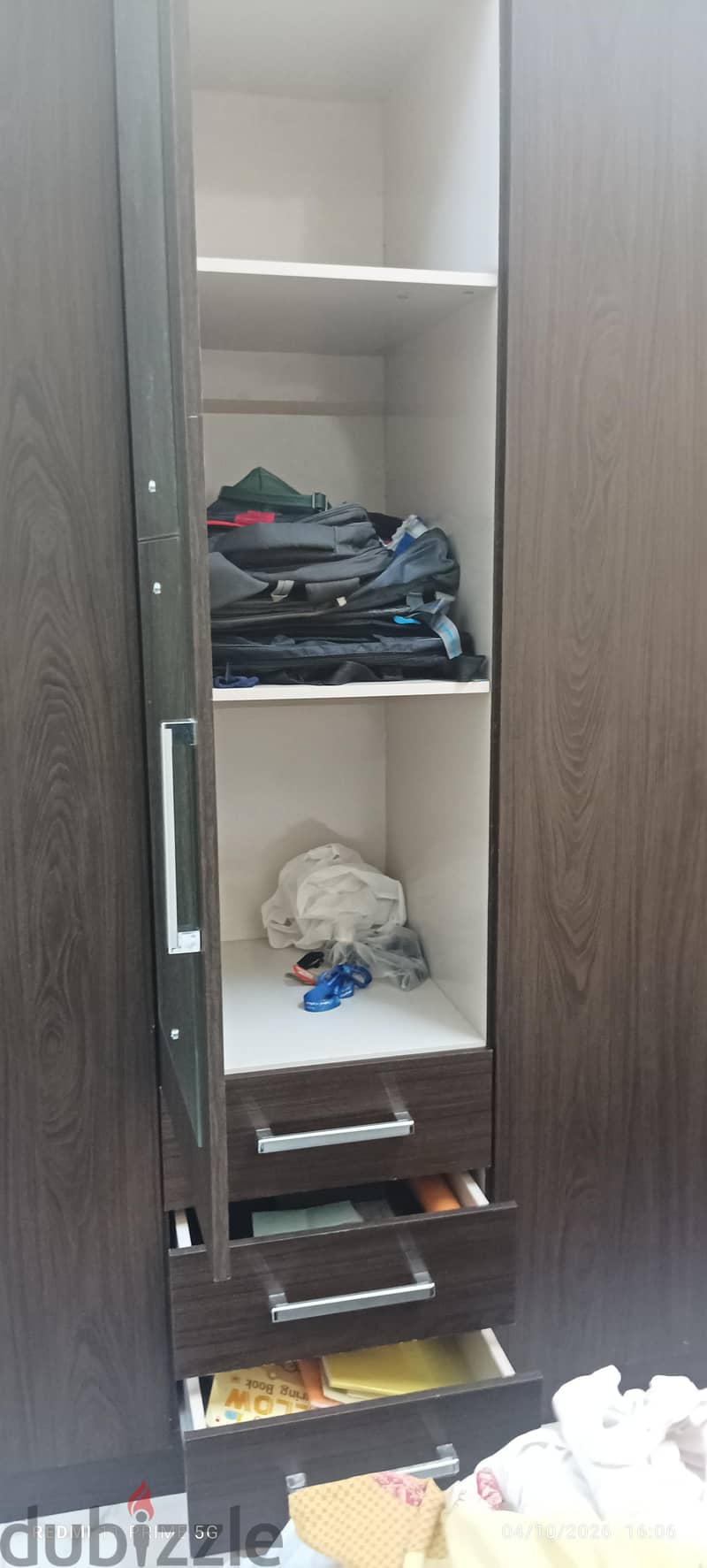 4-Door Wooden Wardrobe with Mirror & Drawers – For Sale 6