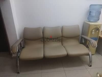 Leather and stainless steel 3 seater Chair