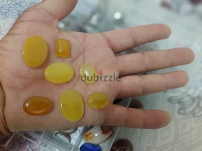 7 Beautiful Iranian Yellow Aqeeq Stones – Natural Gemstones