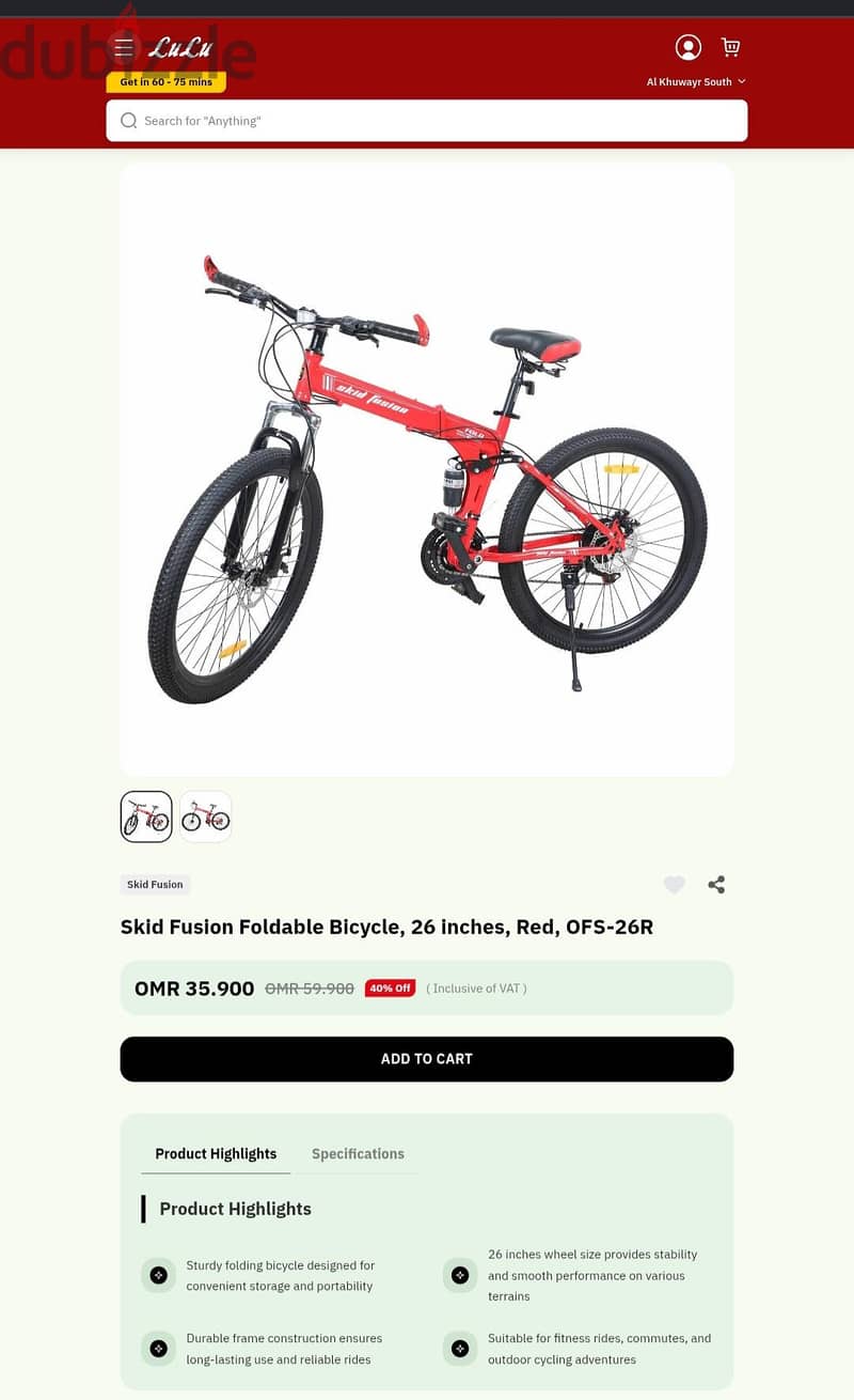 26 Inches Skid Fusion Foldable Cycle For Sale (Like New) 1 Month Old. 1