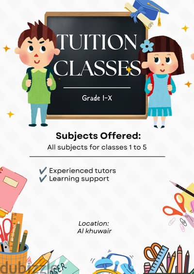 Tuition classes for kids available - 1 to 5th standard all subjects