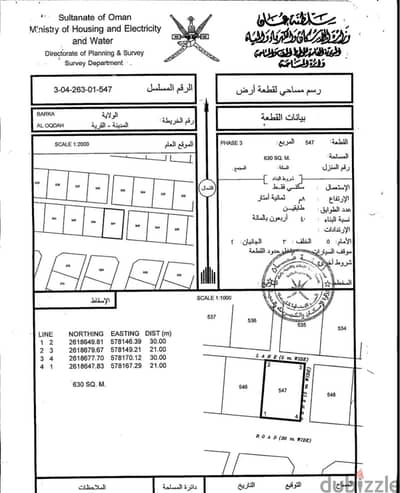 For Sale | Residential Land in Al Aqdah – Barka