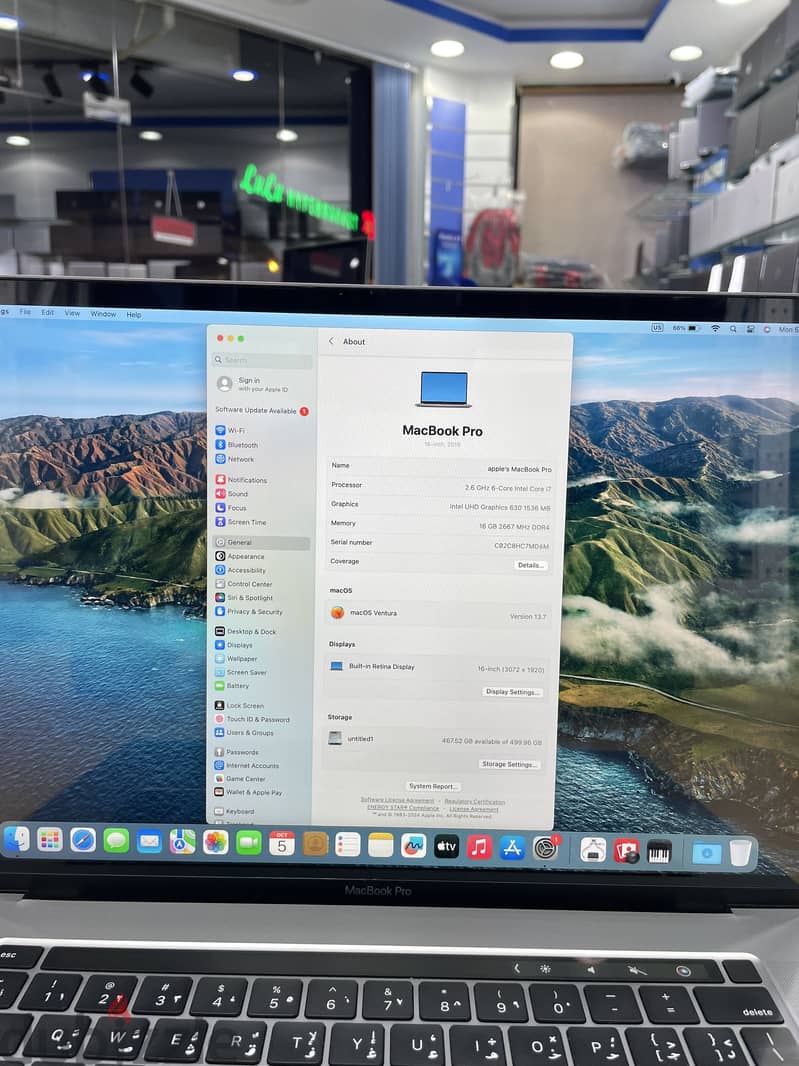 Apple Mackbook pro A2141 i7 Ram 16GB SSD 512GB MacOS Ventura Scren 16” 4