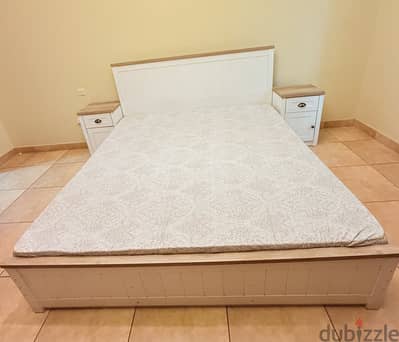 king bed 209x180 pan furniture with two side cabinets and 8" Raha premium matress
