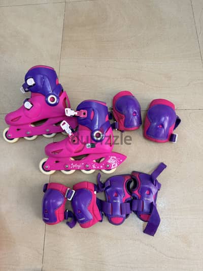 Oxelo Kids Inline Skates with Protective Gear – Size 32-34