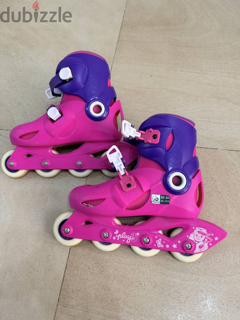 Oxelo Kids Inline Skates with Protective Gear – Size 32-34 3