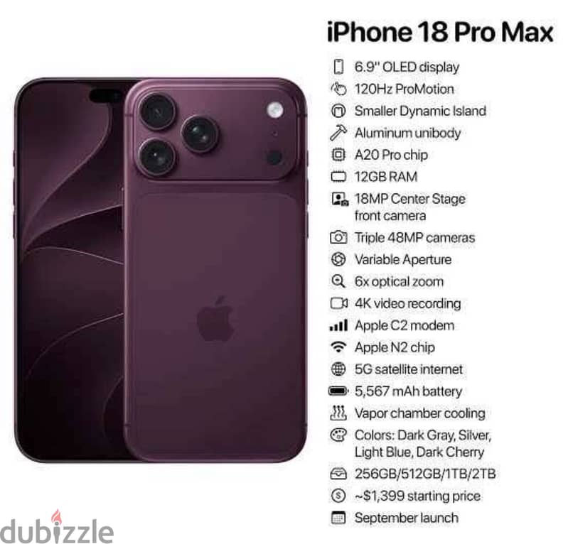 Apple - iPhone 18 Pro Max 256 GB 1