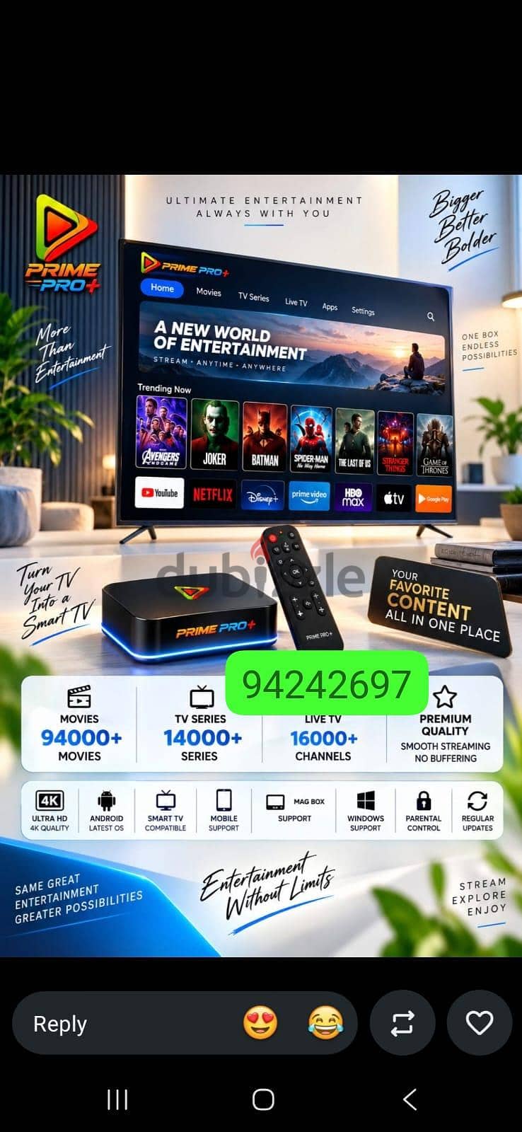 new WiFi android TV box all international live TV channel one year 2