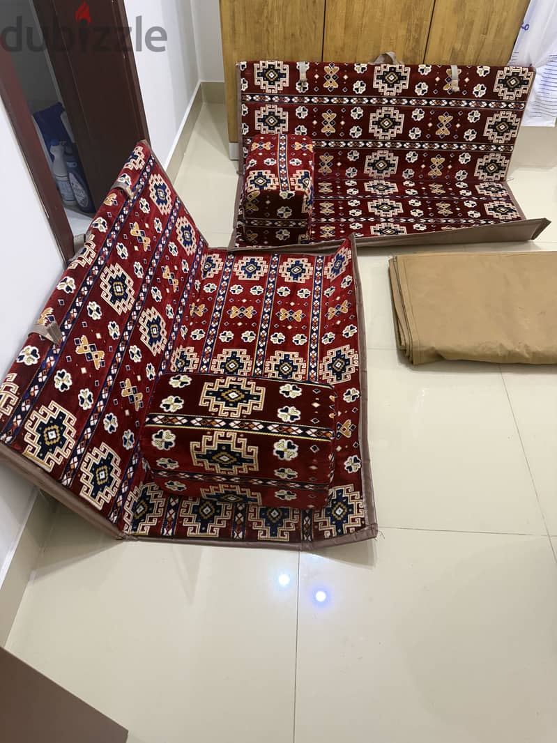 2 seats with handle & large floor carpet same set 5