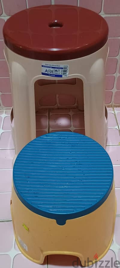 Household Items Buckets (Big, Med. & Small-3 Nos) & Big Tub (1 No. ), Stools Big & Small, and 1 Mug,