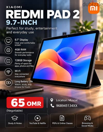 Xiaomi Redmi Pad 2 - 9.7" - 128GB - With Cover - Very Clean