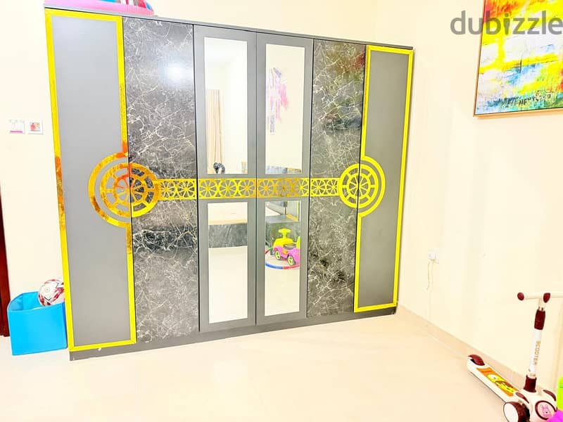 Double Bed+Wardrobe+ small Almirah+Sitting stool 1