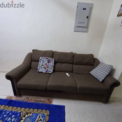 Comfortable 3-Seater Fabric Sofa + Matching Armchair (Good Condition)