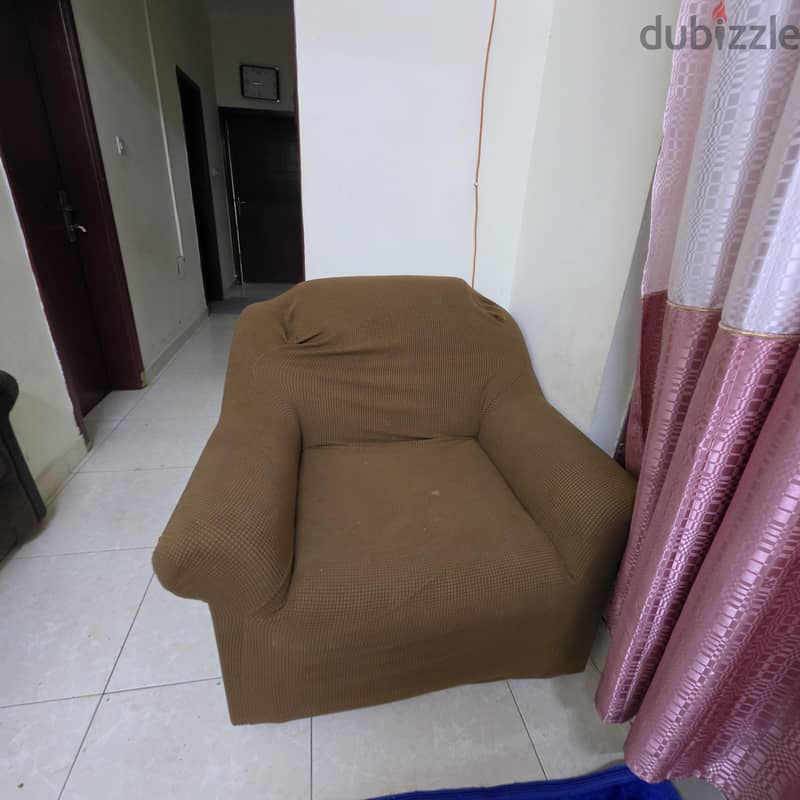 Comfortable 3-Seater Fabric Sofa + Matching Armchair (Good Condition) 1