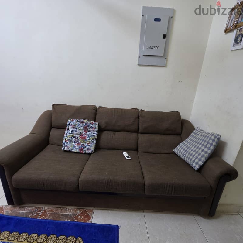 Comfortable 3-Seater Fabric Sofa + Matching Armchair (Good Condition) 2