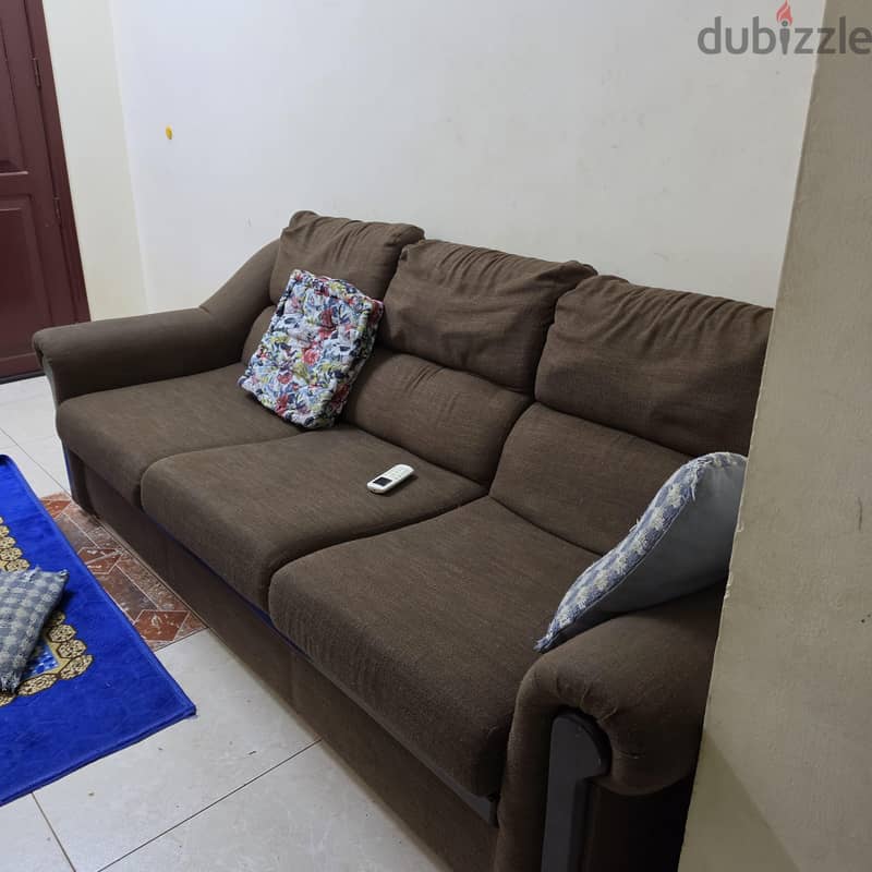 Comfortable 3-Seater Fabric Sofa + Matching Armchair (Good Condition) 3