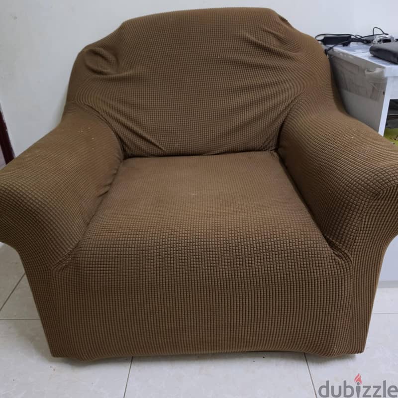 Comfortable 3-Seater Fabric Sofa + Matching Armchair (Good Condition) 4