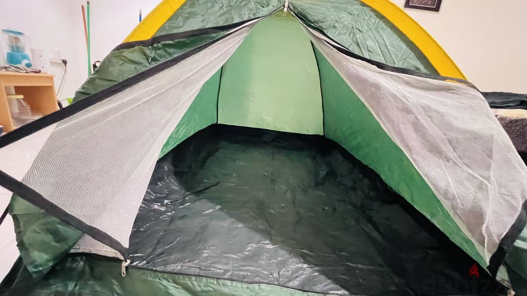 2 person tent , chair and out door gas stove with gas 4