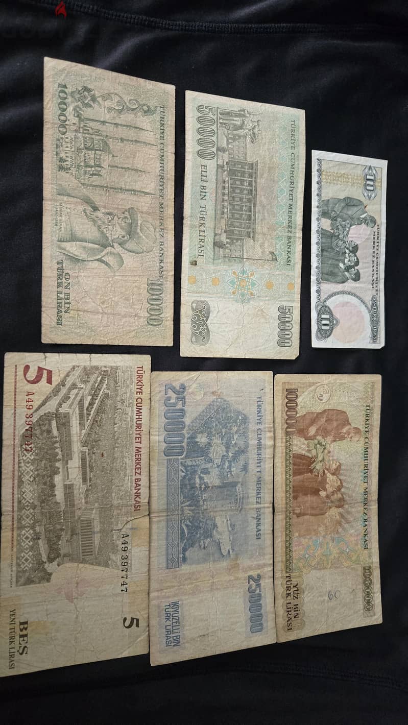 used Turkish banknotes 1