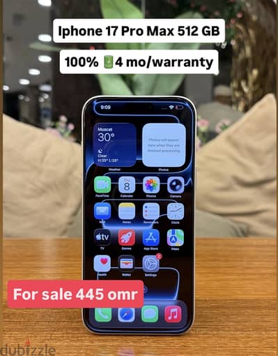 Apple - iPhone 17 Pro Max 512gb Silver 100 % used . 4month warranty