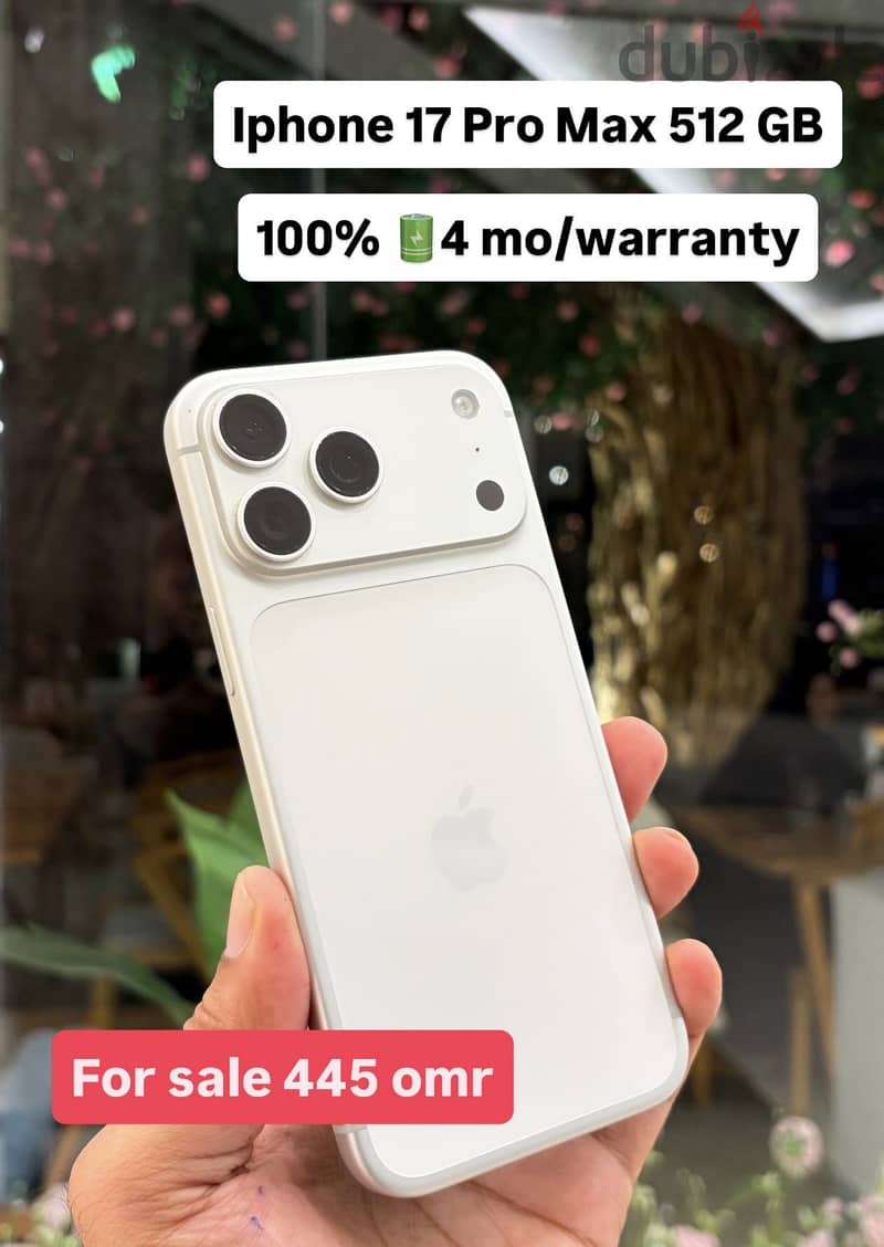 Apple - iPhone 17 Pro Max 512gb Silver 100 % used . 4month warranty 1