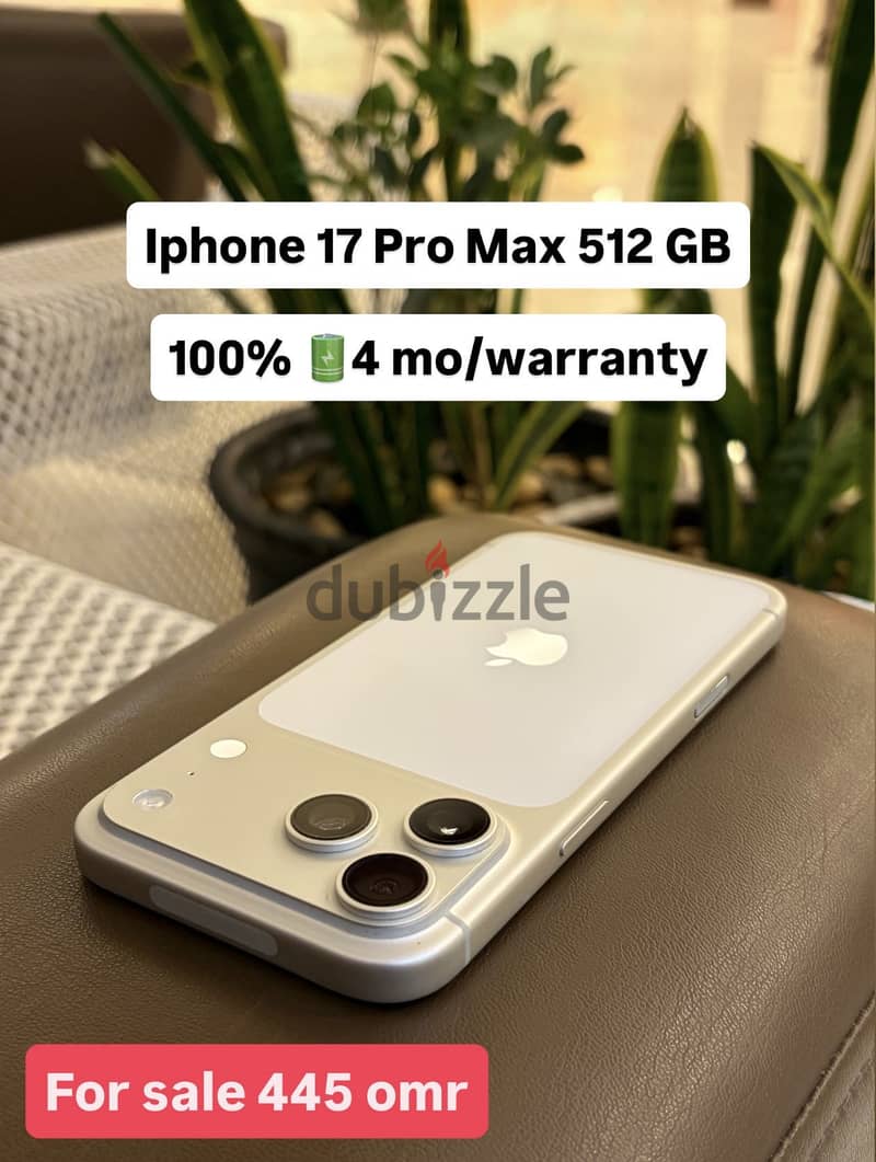 Apple - iPhone 17 Pro Max 512gb Silver 100 % used . 4month warranty 3