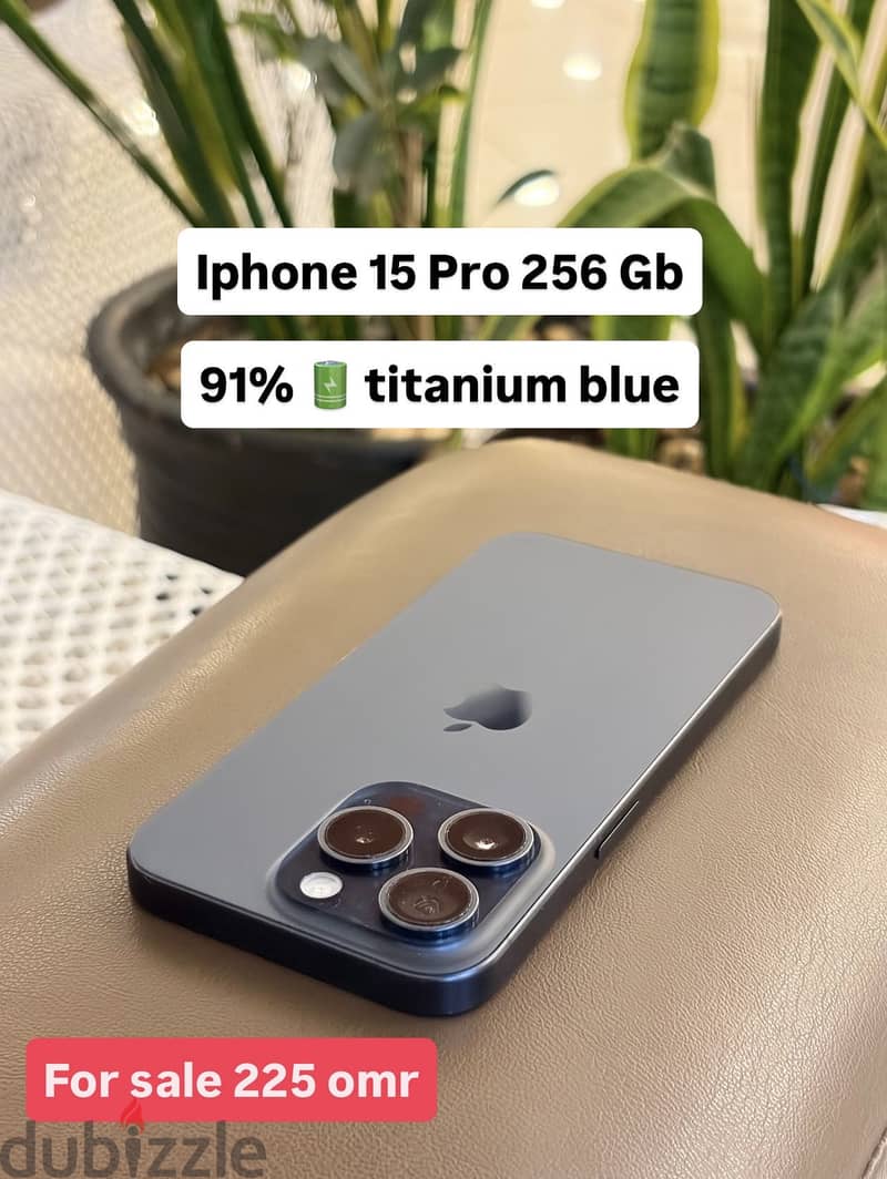 Apple - iPhone 15 Pro 256 gb Blue 91 % battery health 5