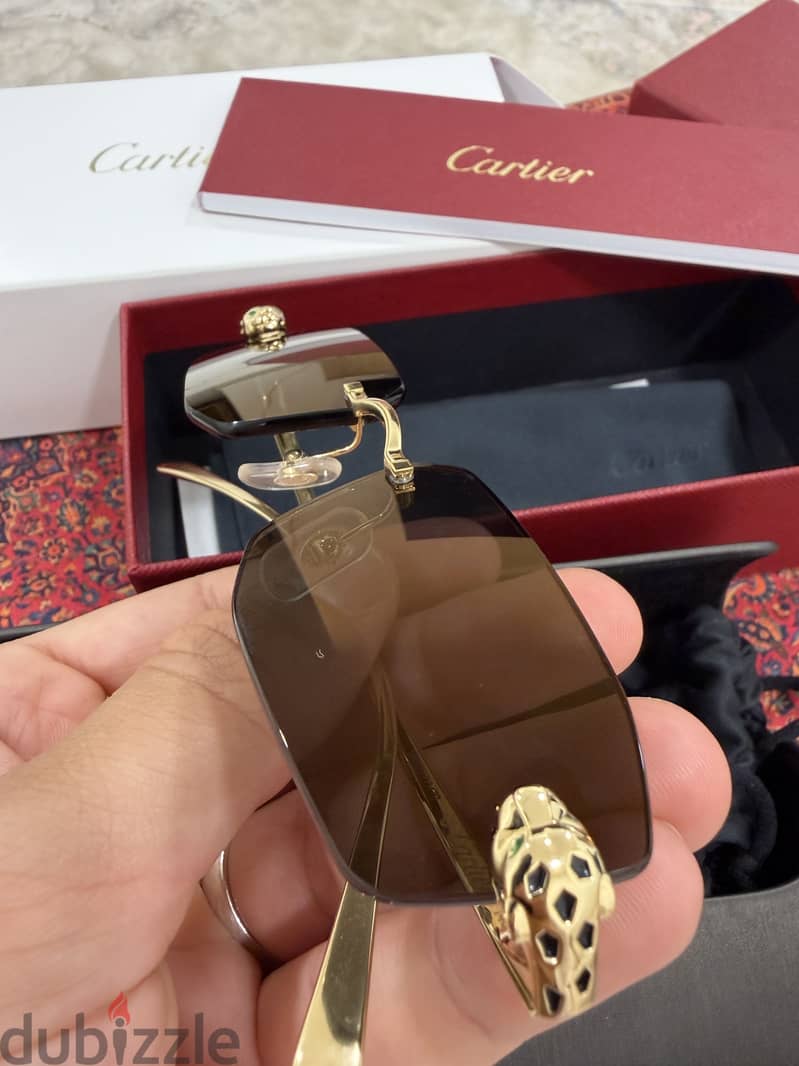 Cartier CT0474S Sunglasses – Gold Rimless Design 6