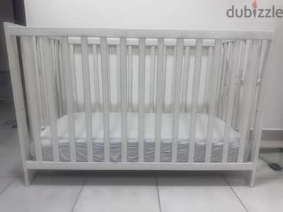 White Baby Cot with Juniors Mattress for Sale