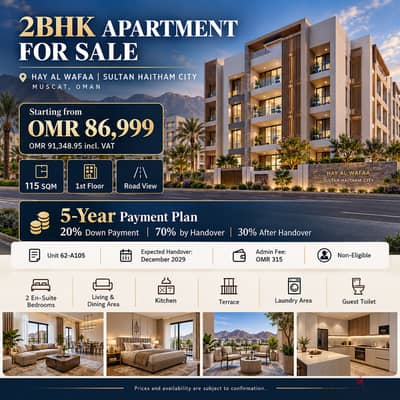 2-Bedroom Apartment for Sale | Hay Al Wafaa – Sultan Haitham City