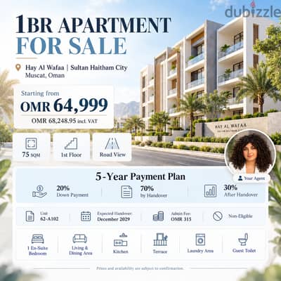 1BR Apartment for Sale | Sultan Haitham City | 5-Year Payment Plan