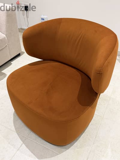 2 Accent Chairs - Dark Brown / Terracotta / Orange