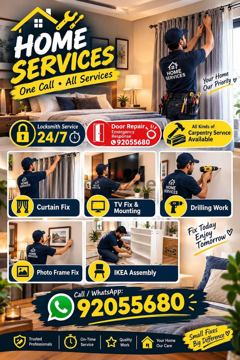 carpenter/furniture,IKEA fix repair/curtain,TV fix in wall/drilling 1