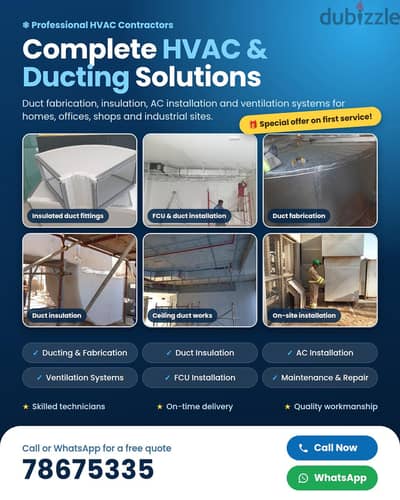 Supply & Installation of HVAC & Gi Ducting PI Ducting System&work