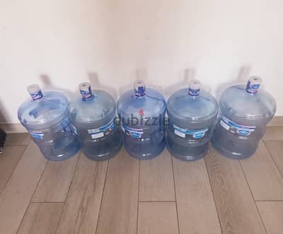 5 Empty Bottles.  capacity: 5 Gallons