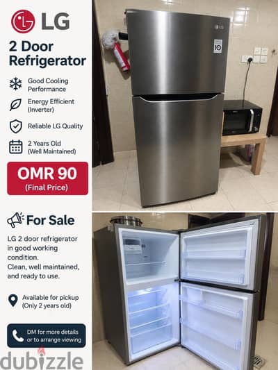 LG 2-Door Refrigerator for Sale 270 litre – 2 Years Old