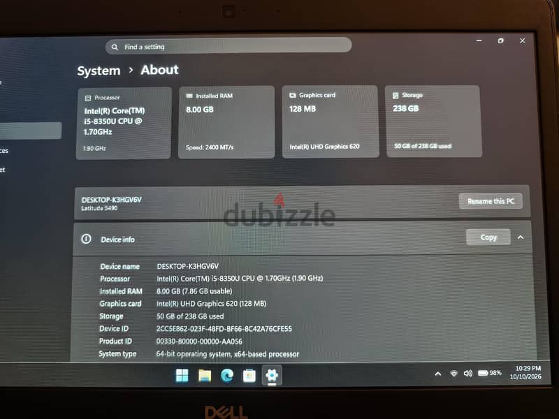 Dell (i5 8th Gen/ Ram 8/ SSD 256) 6