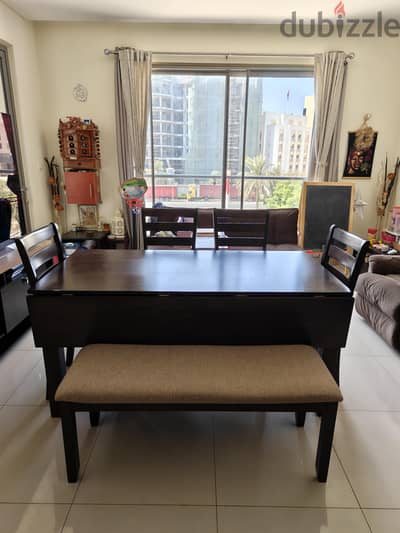 Large Six Seater Dining Table with Chairs