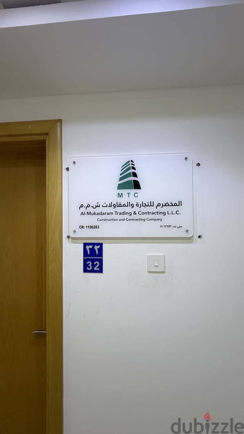 Signboard, frosted glass and digital stickers, project signage 17