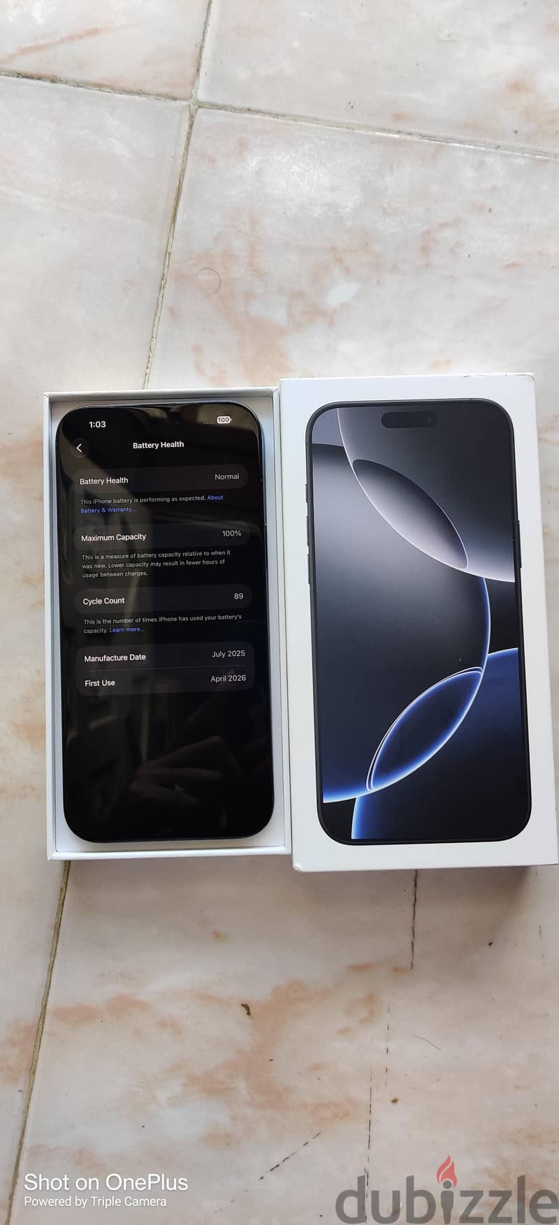 iPhone 16 Pro Max 256 GB Arabic version 100% Battery-6 month warranty 2