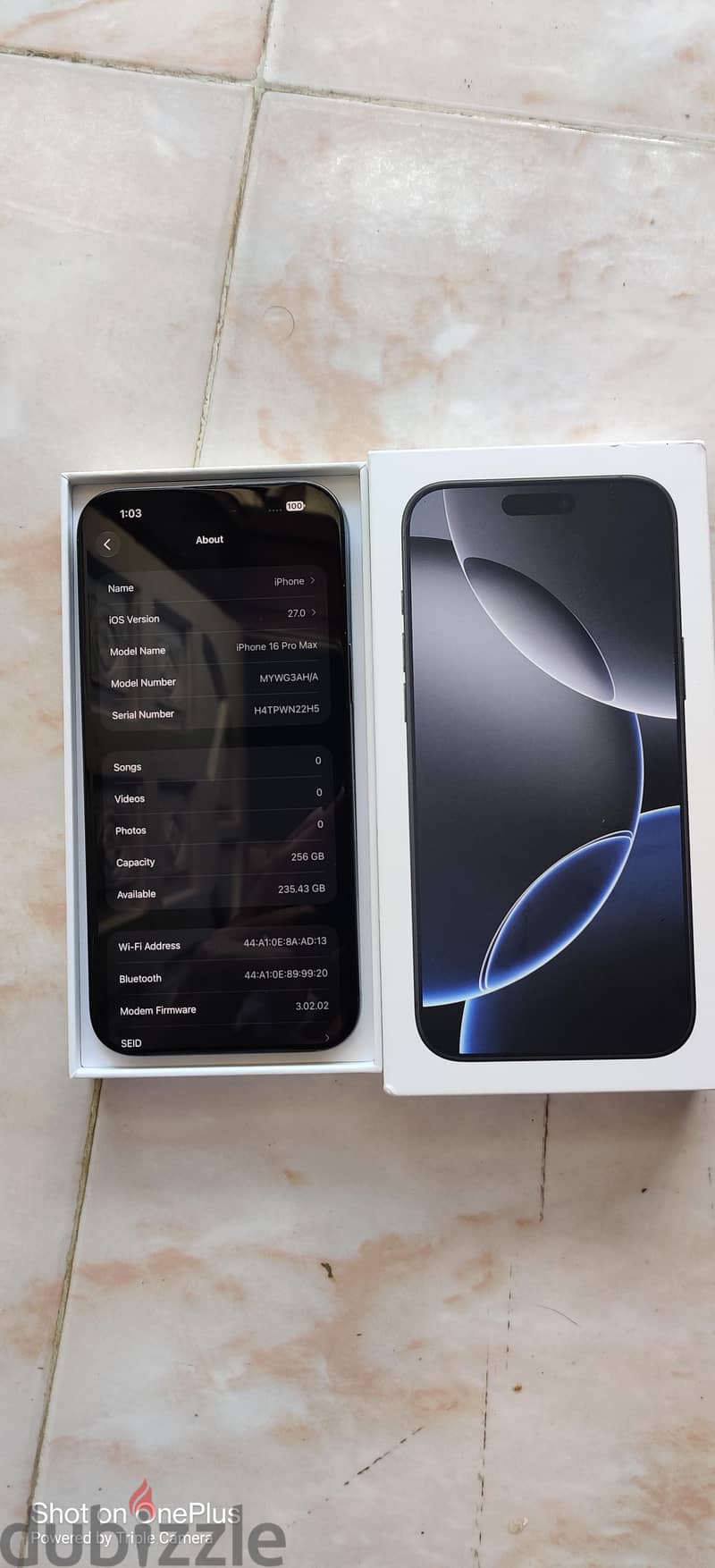 iPhone 16 Pro Max 256 GB Arabic version 100% Battery-6 month warranty 6
