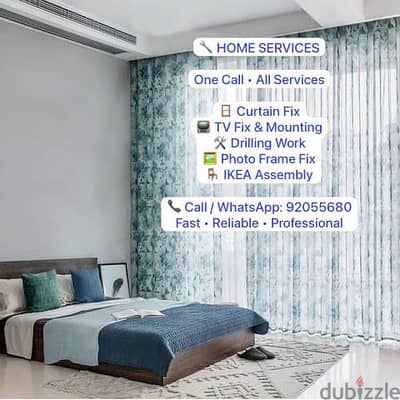 curtain/TV/photo fix in wall/IKEA fix,carpenter work/drilling work/etc