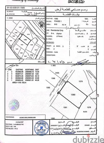 For Sale | Residential Land – 910 sqm in Al Atikiyah, Al Amerat